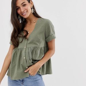 Button down olive green blouse